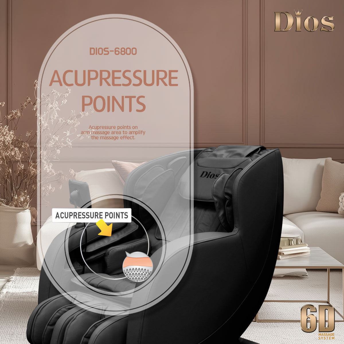 Kahuna Dios-6800 6D SL-Track Massage Chair with Dual-Core Air Rollers & Full-Body Relaxation Features