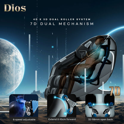 Kahuna Dios 7300 Advanced 7D SL-Track Massage Chair with Dual-Core Air Rollers & 3D Calf Kneading Therapy