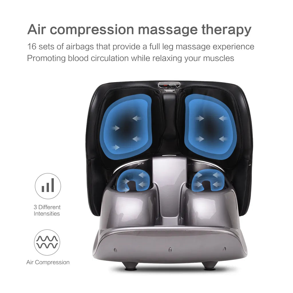 World Class Spa ThermaFlex Foldable Foot & Calf Massager - Space-Saving Design, Heat Therapy, Air Compression & Deep-Kneading Rollers for Ultimate Relief